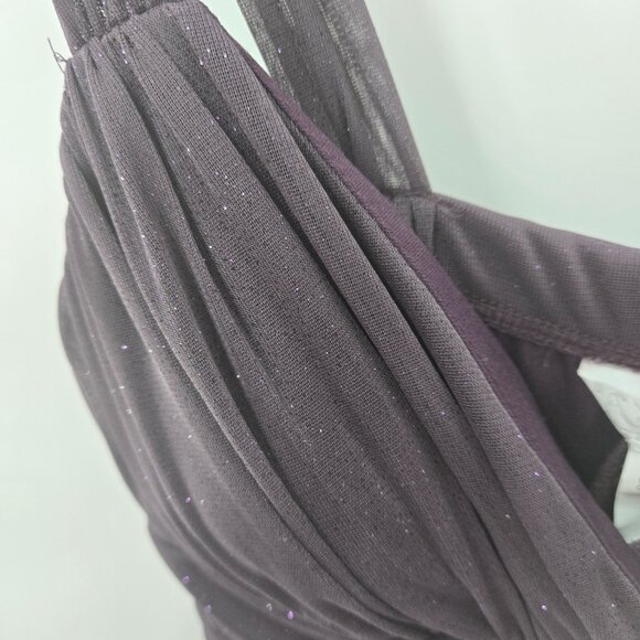 Vintage Speechless Smoky Purple Blue Rosette Shimmer Glitter Y2K Midi Dress - Picture 11 of 15